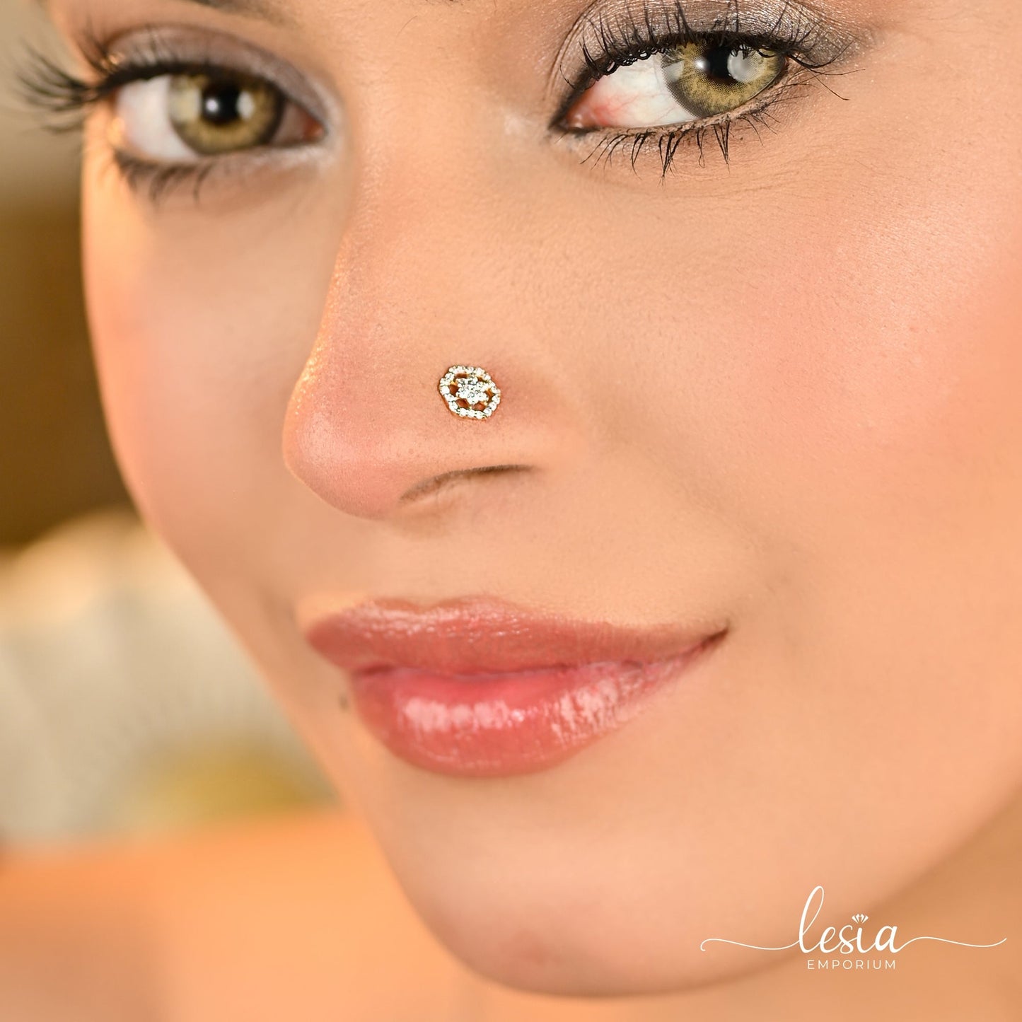 Hexa Moissanite Diamond Nosepin (25 Cent) Nose Pin Lesia Emporium
