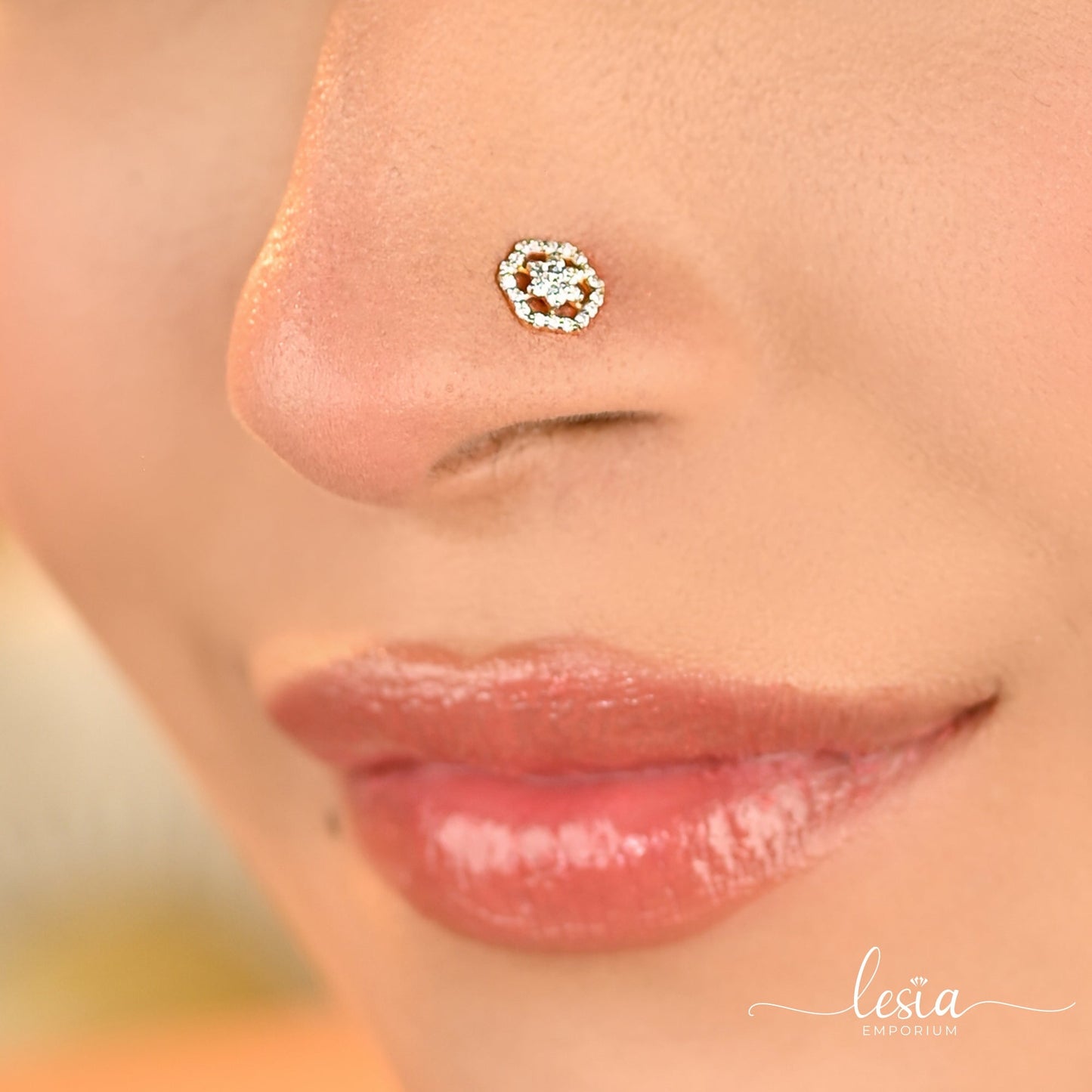 Hexa Moissanite Diamond Nosepin (25 Cent) Nose Pin Lesia Emporium