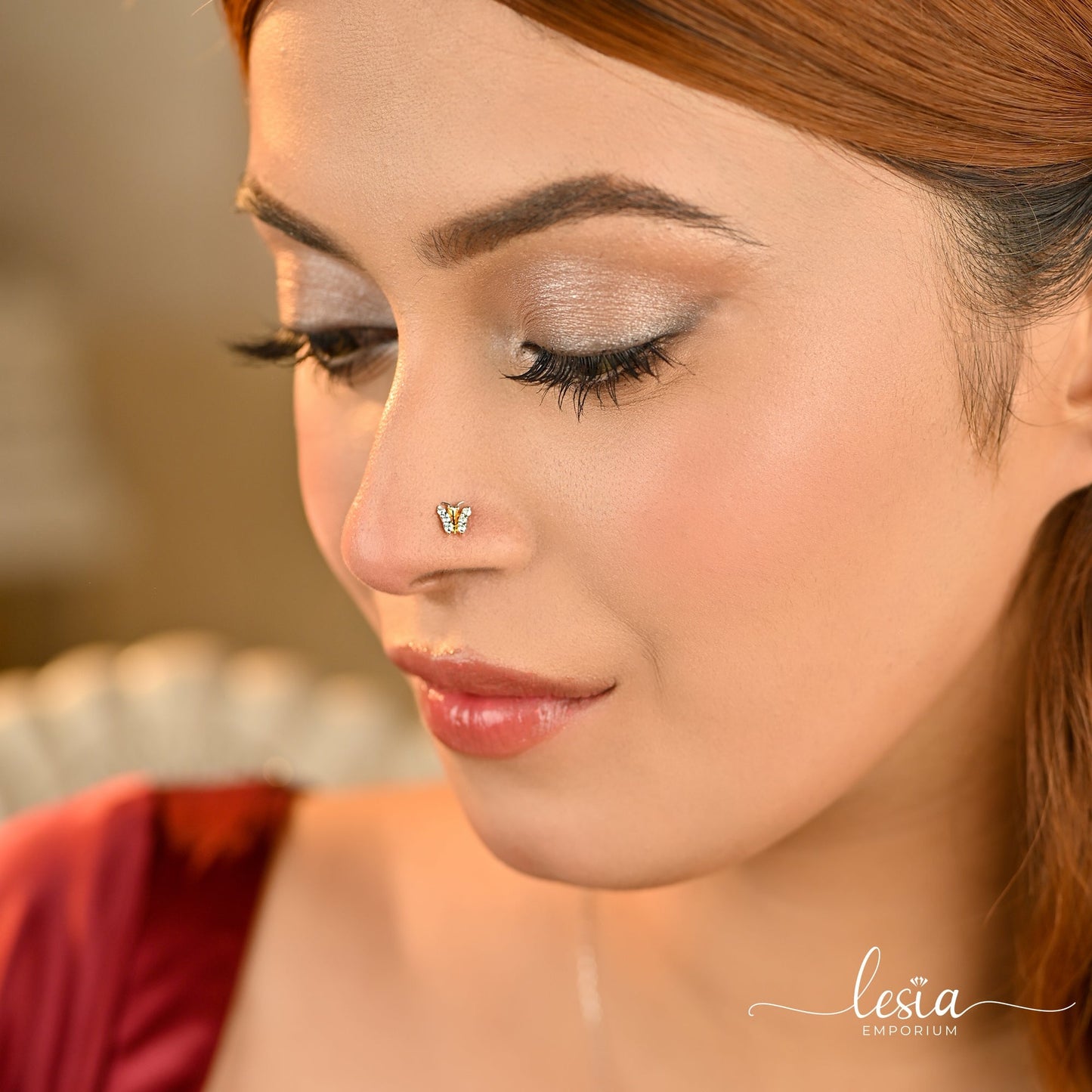Butterfly Moissanite Diamond Nosepin (25 Cent) Nose Pin Lesia Emporium