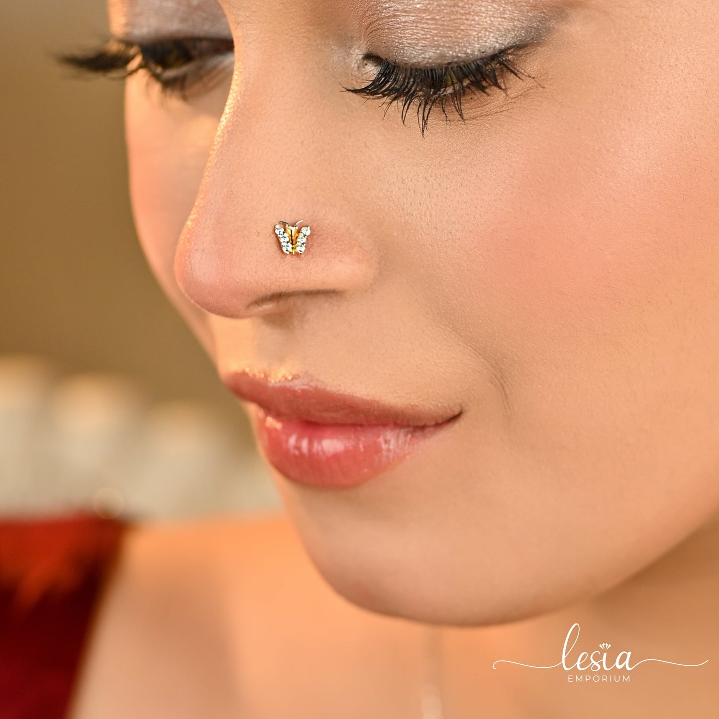Butterfly Moissanite Diamond Nosepin (25 Cent) Nose Pin Lesia Emporium