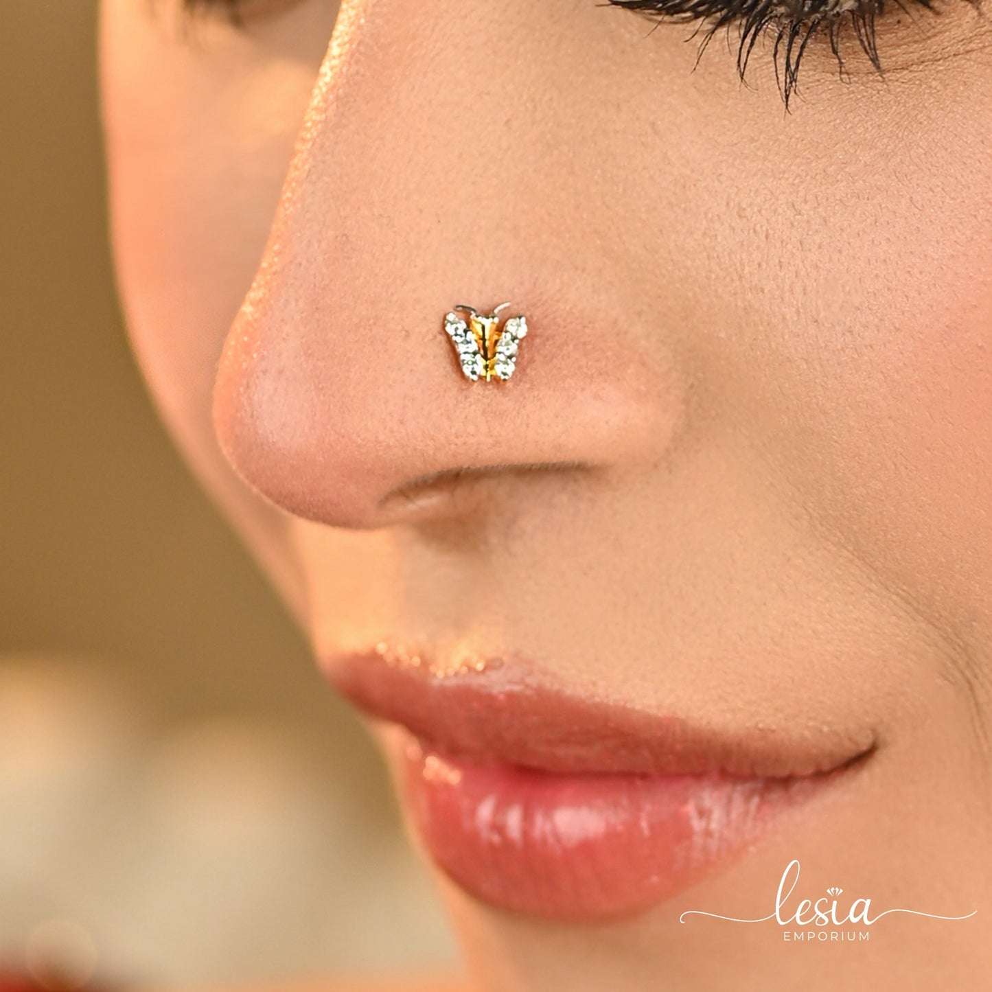 Butterfly Moissanite Diamond Nosepin (25 Cent) Nose Pin Lesia Emporium