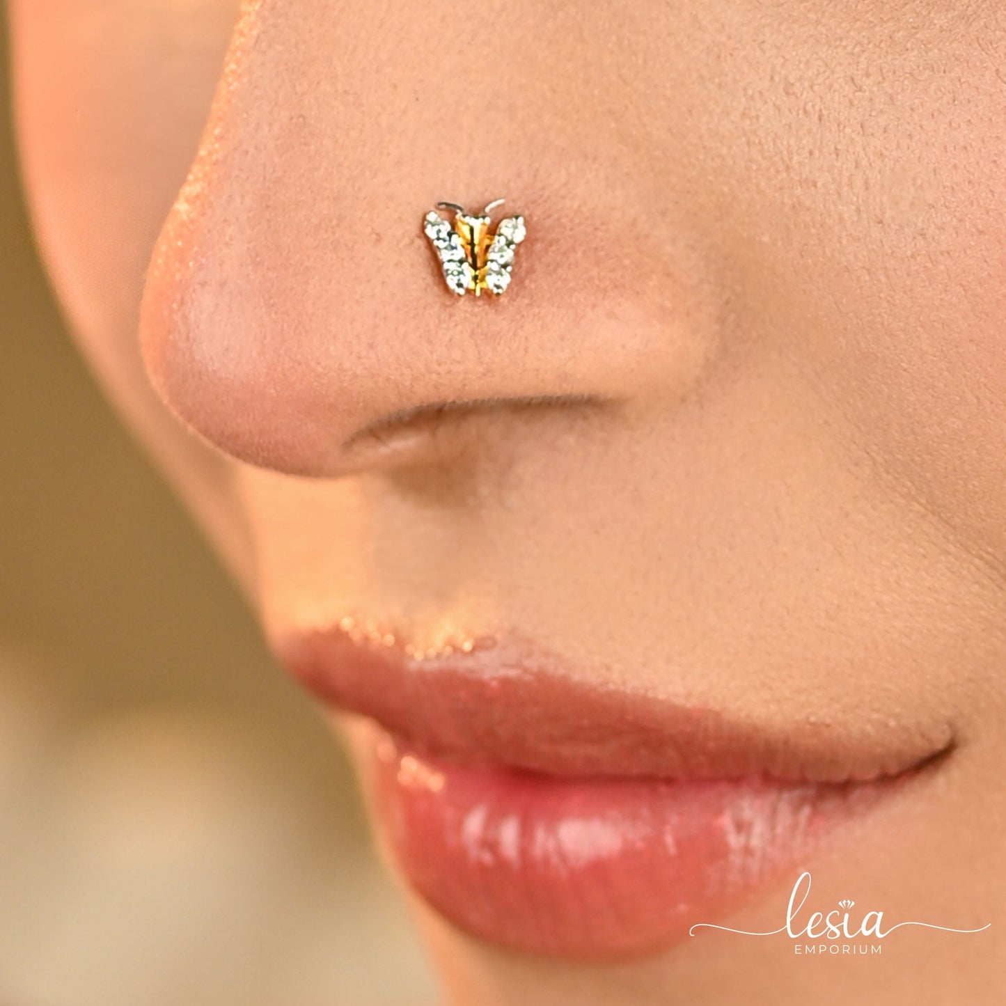 Butterfly Moissanite Diamond Nosepin (25 Cent) Nose Pin Lesia Emporium