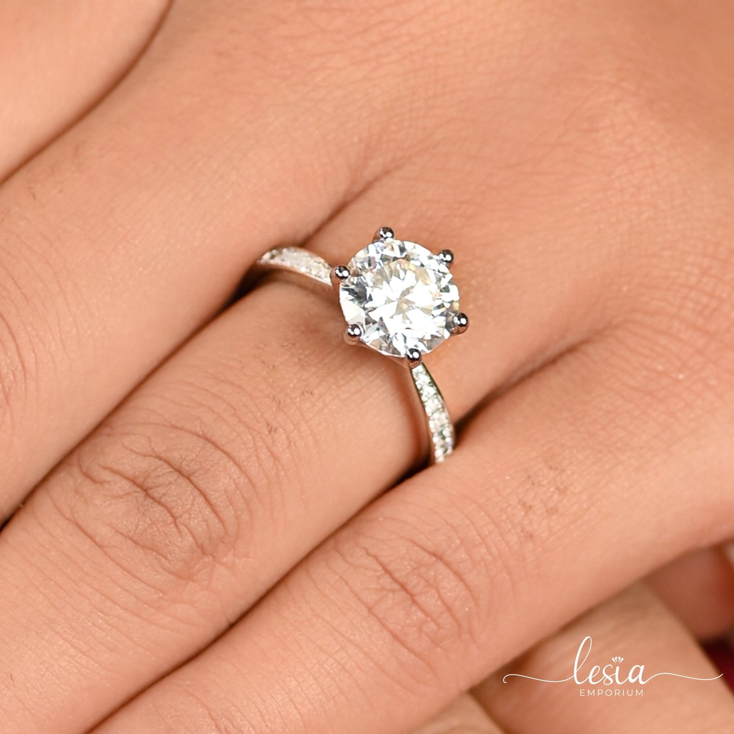 Solitaire Moissanite Diamond Ring (0.5 Carat) Rings Lesia Emporium