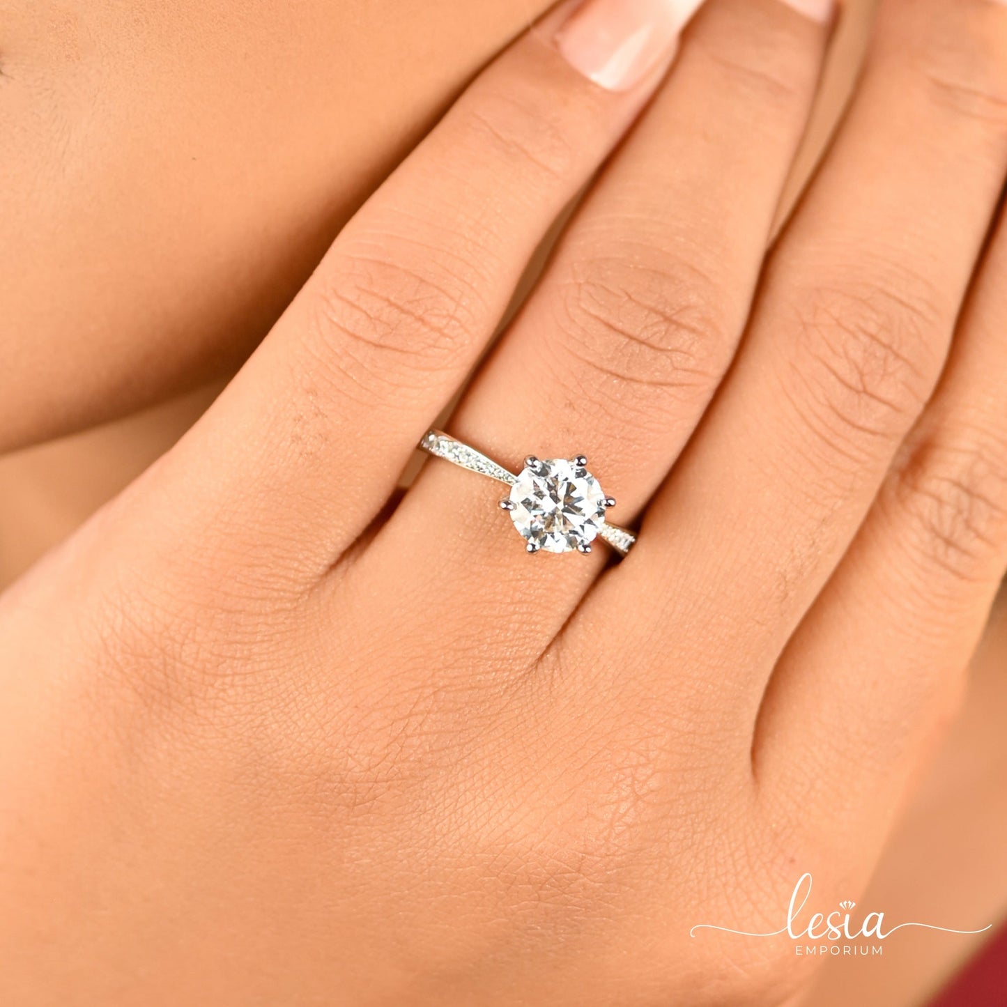 Solitaire Moissanite Diamond Ring (2 Carat) Rings Lesia Emporium