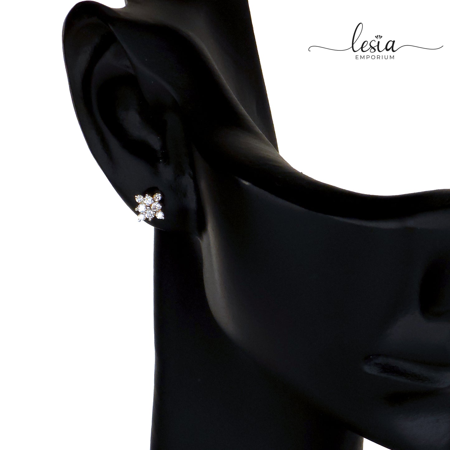 Square Flower Moissanite Earrings (9 Cent)