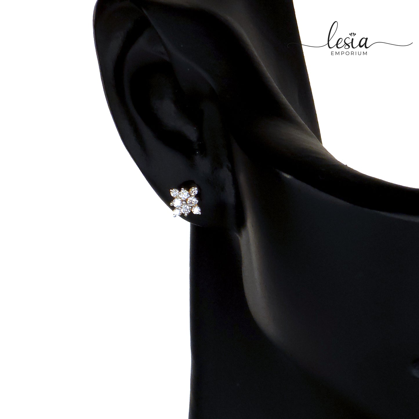 Square Flower Moissanite Earrings (9 Cent)
