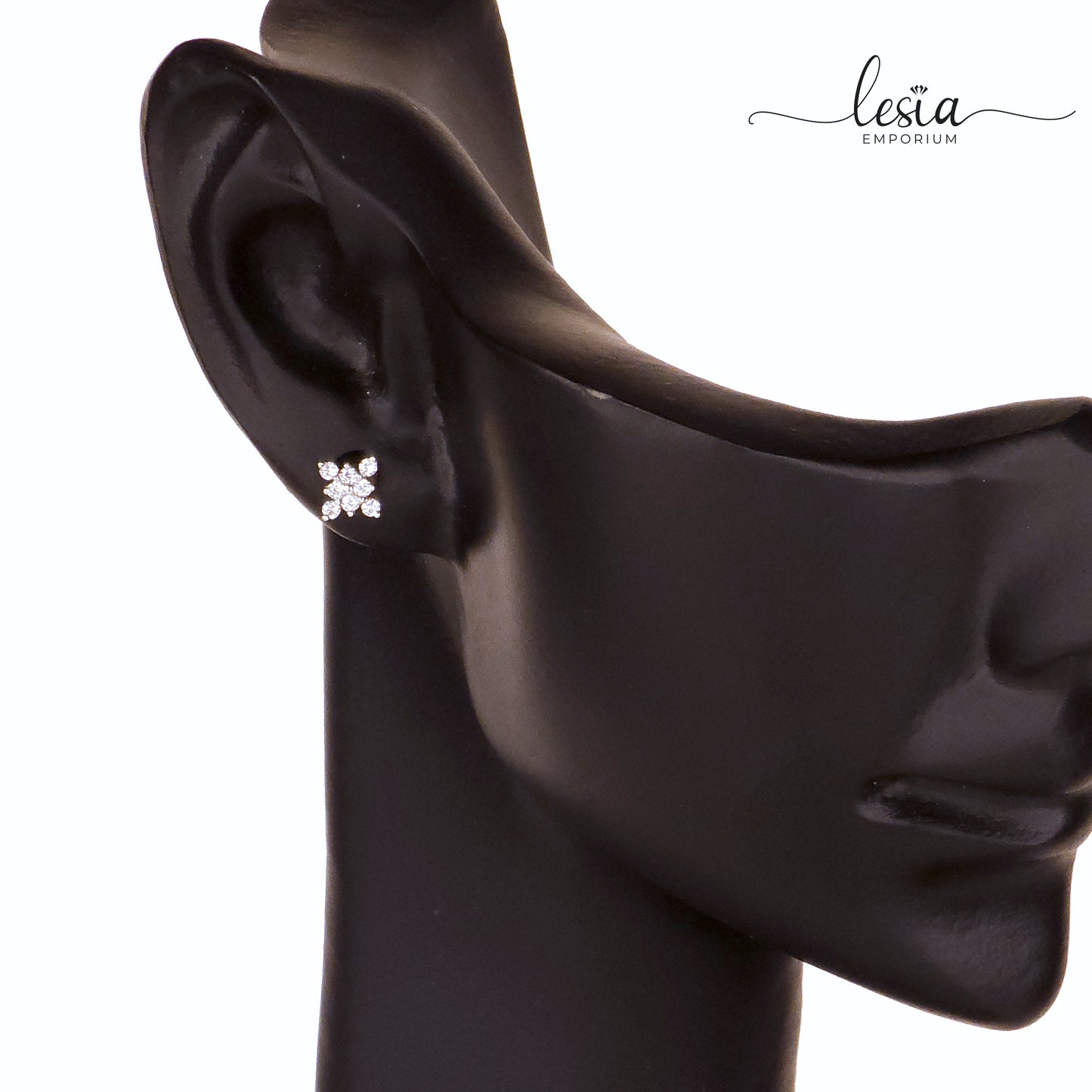 Square Flower Moissanite Earrings (8 Cent)