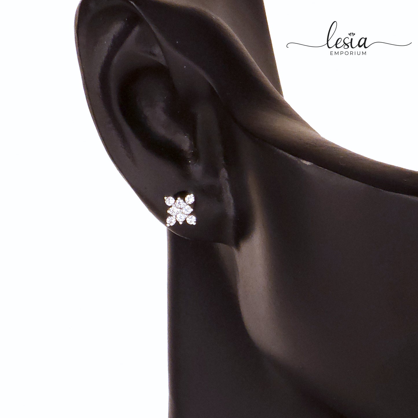 Square Flower Moissanite Earrings (8 Cent)